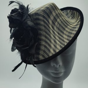 Black & Natural Weave, Silk Rose & feathers - Miss Taylor