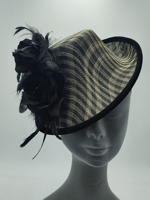 Black & Natural Weave, Silk Rose & feathers - Miss Taylor
