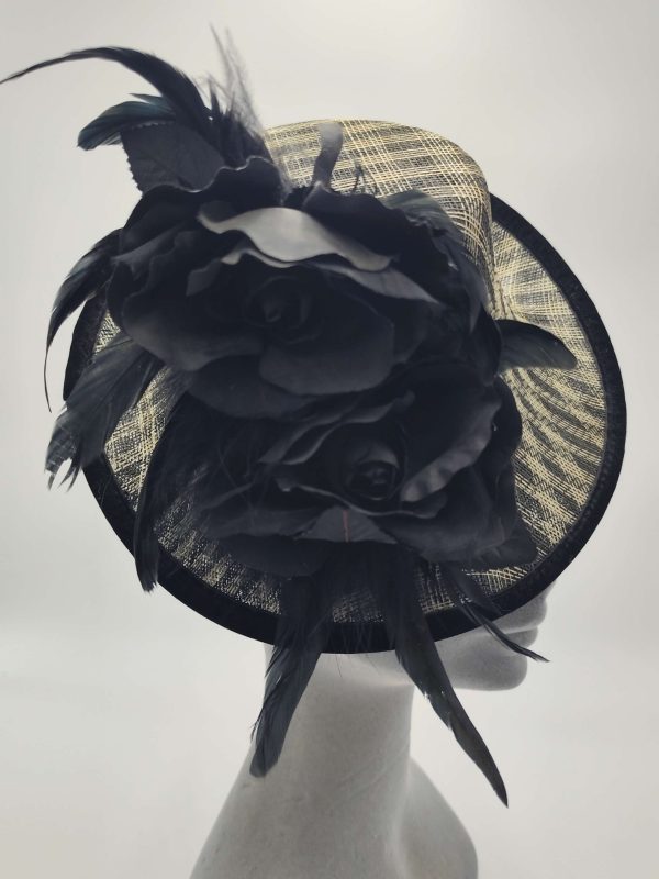 Black & Natural Weave, Silk Rose & feathers - Miss Taylor - Image 2