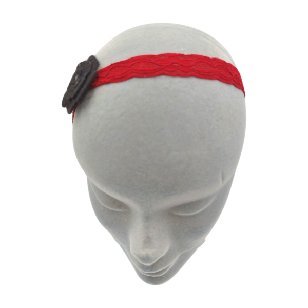 Black Rose Felt Baby Headband - Image 3