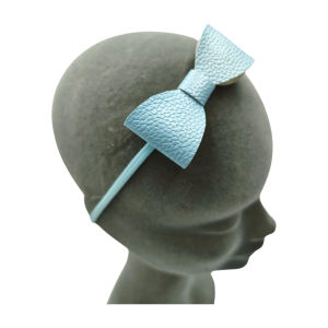 Blue Leather Baby Bow Headband