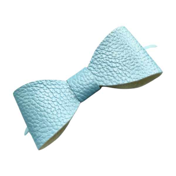 Blue Leather Baby Bow Headband - Image 3