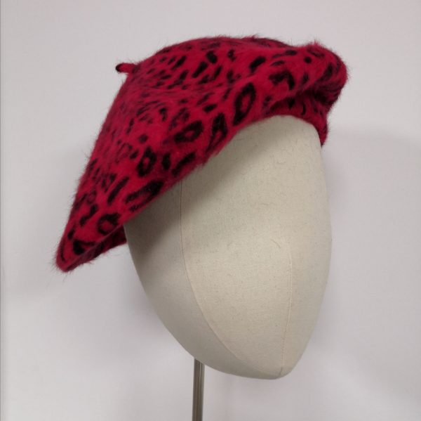 Cardinal Red Leopard Beret