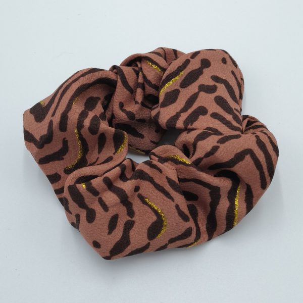 Dusty Brown Tiger Stripes Scrunchie