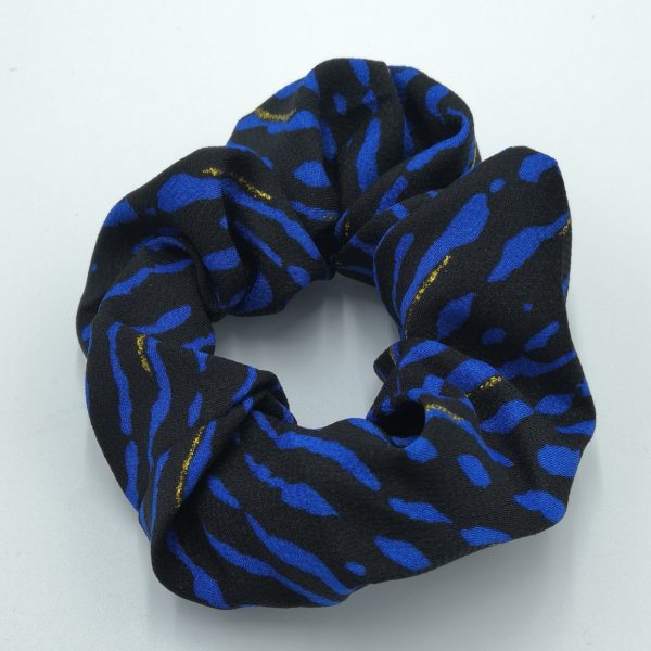 Electric Blue Tiger Stripes Scrunchie