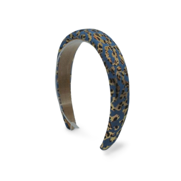 Gia the Leopard Print Blue & Gold Headband