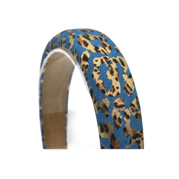 Gia the Leopard Print Blue & Gold Headband - Image 2