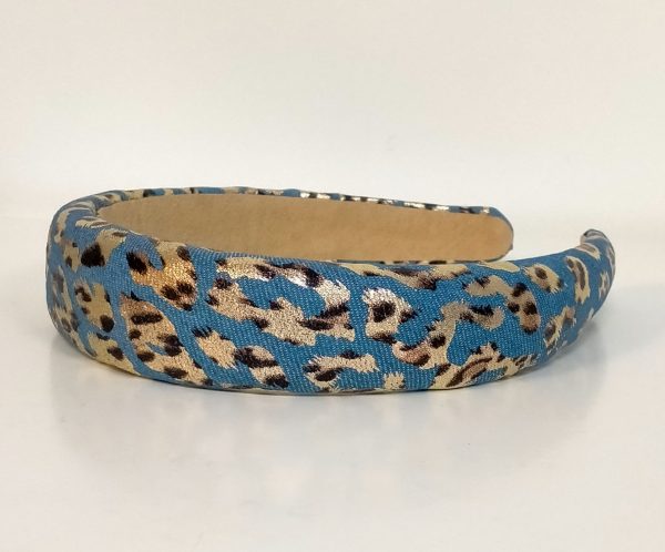 Gia the Leopard Print Blue & Gold Headband - Image 3