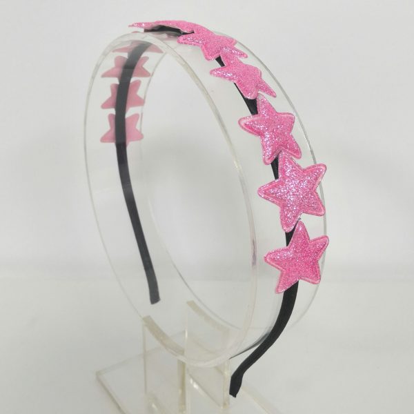 Glitter Pink Stars Headband