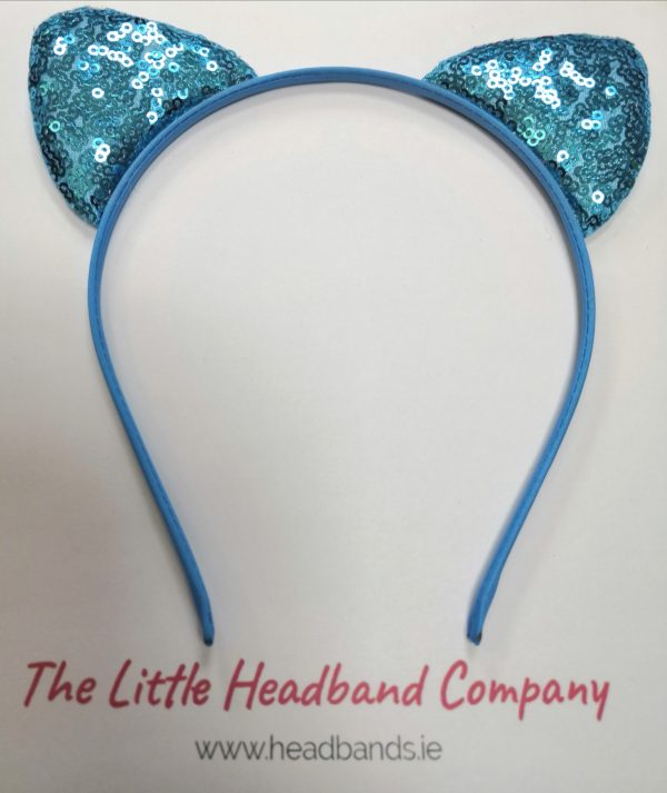 Blue Glittery Cat Ear Headband - Image 2