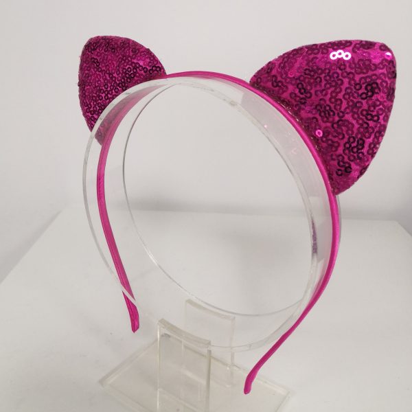 Hot Pink Glittery Cat Ear Headband