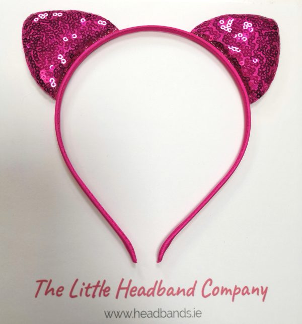 Hot Pink Glittery Cat Ear Headband - Image 2