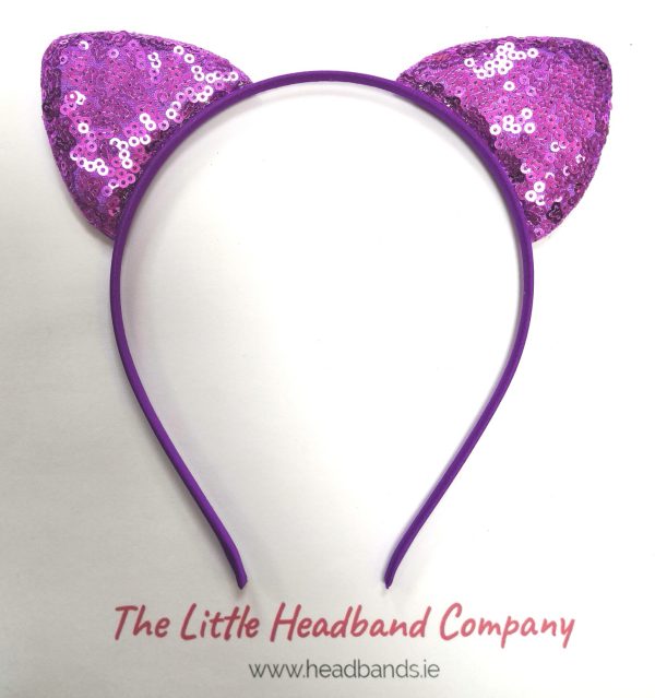 Purple Glittery Cat Ear Headband