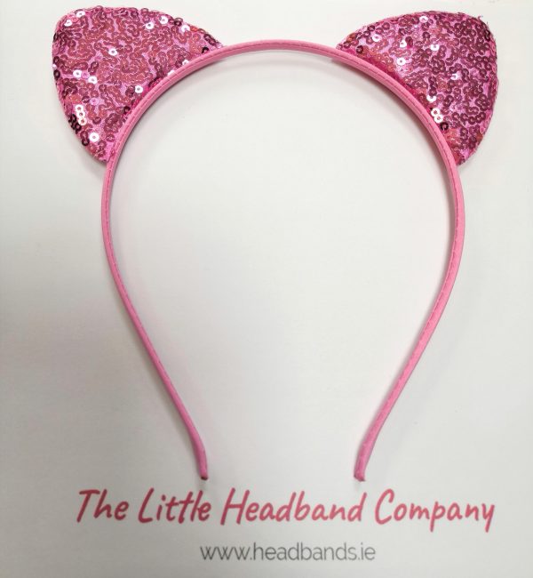 Pink Glittery Cat Ear Headband