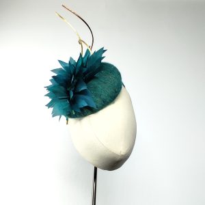Green Merino Wool with gold quills - Glitzy Mallard