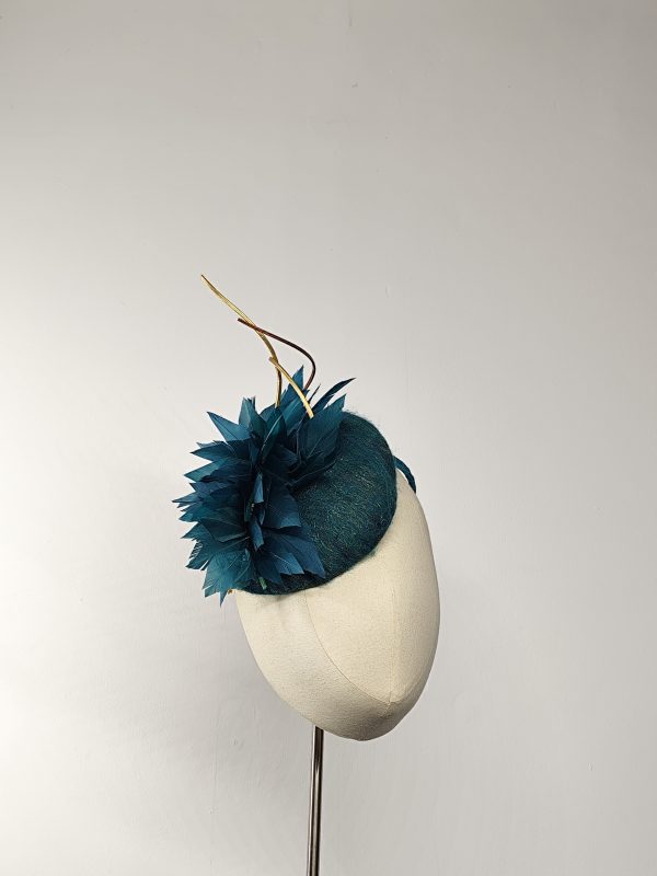 Green Merino Wool with gold quills - Glitzy Mallard - Image 3
