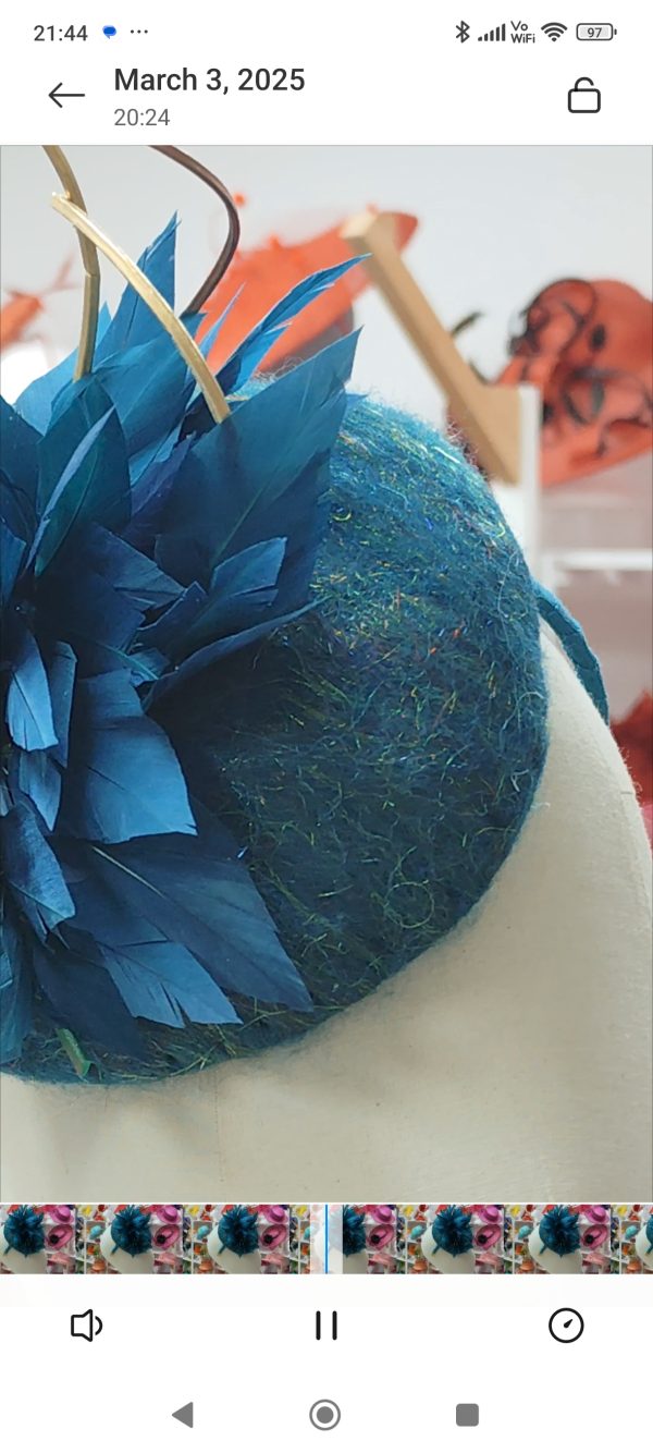 Green Merino Wool with gold quills - Glitzy Mallard - Image 5