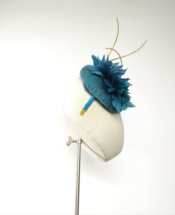Green Merino Wool with gold quills - Glitzy Mallard - Image 7