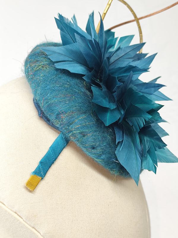 Green Merino Wool with gold quills - Glitzy Mallard - Image 8