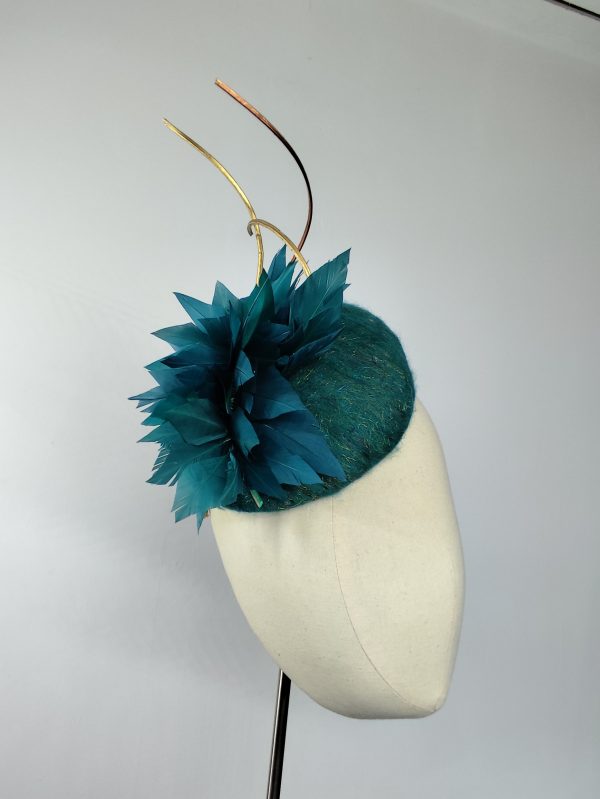 Green Merino Wool with gold quills - Glitzy Mallard - Image 9
