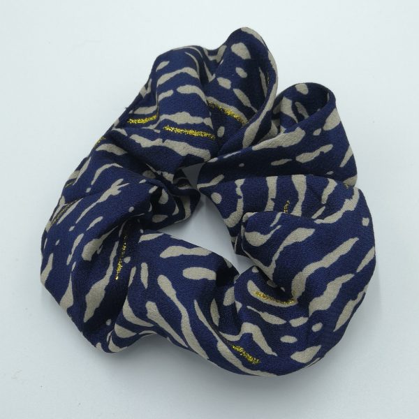 Indigo Blue Tiger Stripes Scrunchie