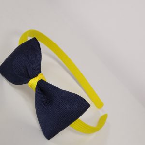 Knotted Bow Headband Navy Yellow