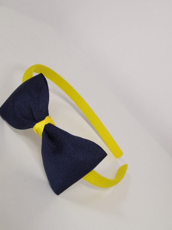 Knotted Bow Headband Navy Yellow