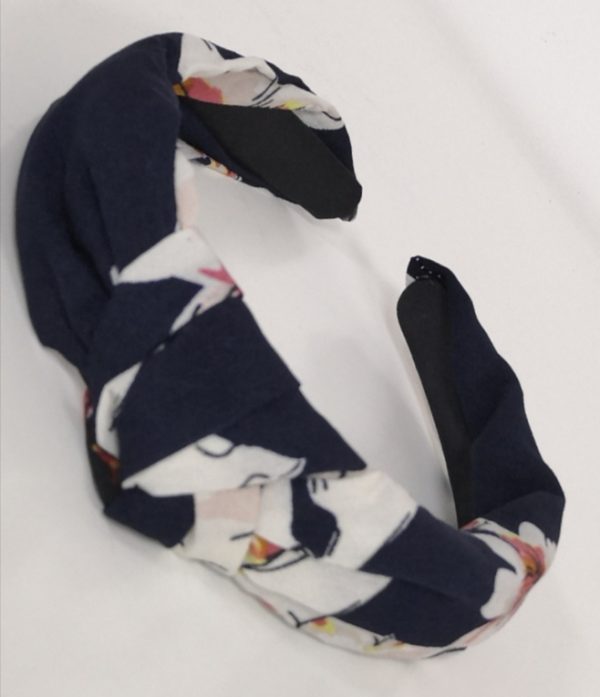 Knotted Navy Floral Headband - Image 2