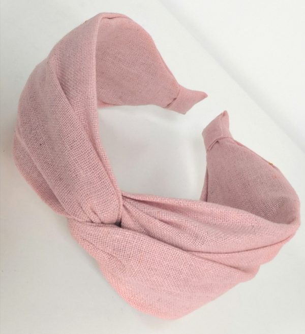 Knotted Pink Cotton Headband - Image 2