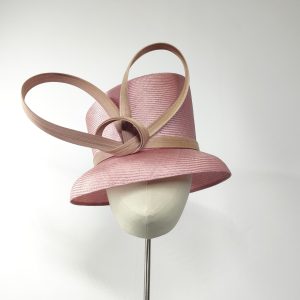 Ms T in Baby Pink & Gold Trim - Philip Treacy