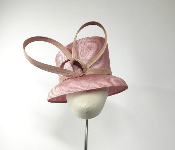 Ms T in Baby Pink & Gold Trim - Philip Treacy