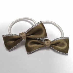 Olive Green Silver Bobbles