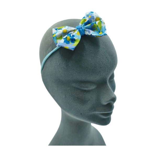 Organic Blue Floral Baby Bow Headband
