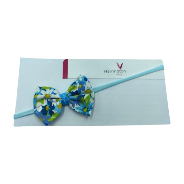 Organic Blue Floral Baby Bow Headband - Image 2