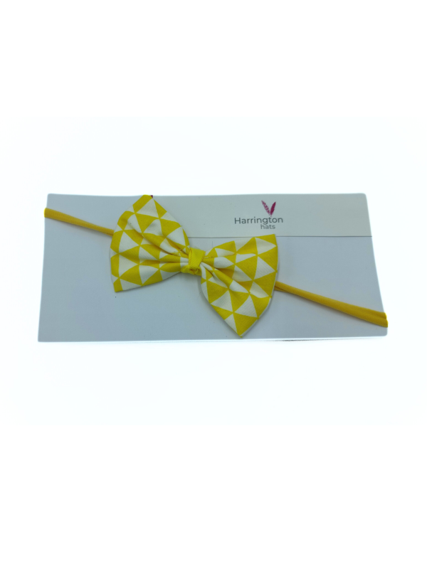 Organic Cotton Yellow Chevron Baby Bow Headband - Image 2