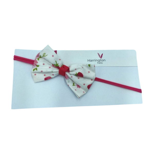 Organic Strawberry Pattern Baby Bow Headband - Image 2