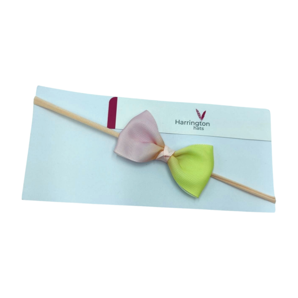 Pink and Yellow Baby Bow Headband - Image 2