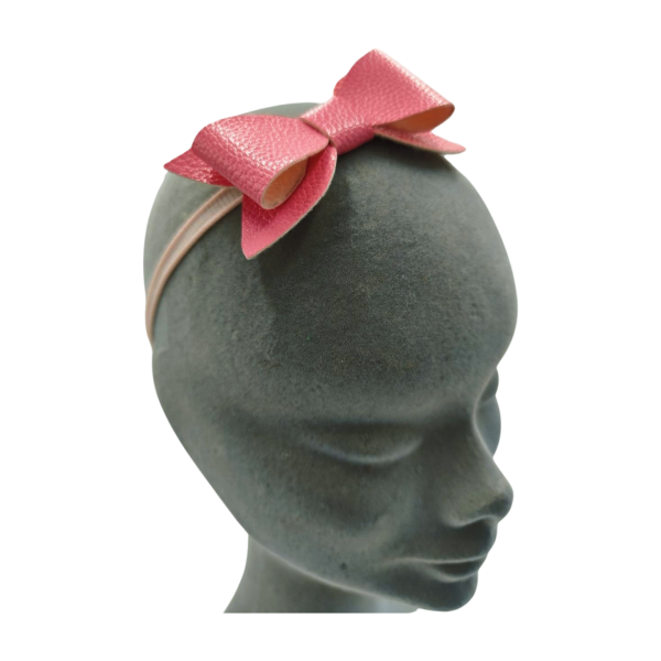 Pink Leather Baby Bow Headband