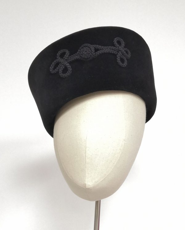 Vintage Black Felt Pillbox - Brigitte