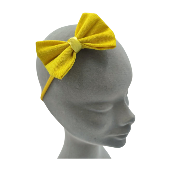 Yellow Baby Bow Headband - Irish Linen
