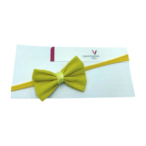 Yellow Baby Bow Headband - Irish Linen - Image 2