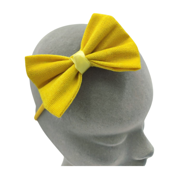 Yellow Baby Bow Headband - Irish Linen - Image 3