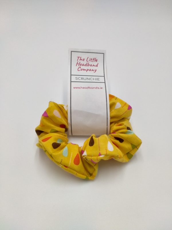 Yellow Multi Raindrops scrunchie